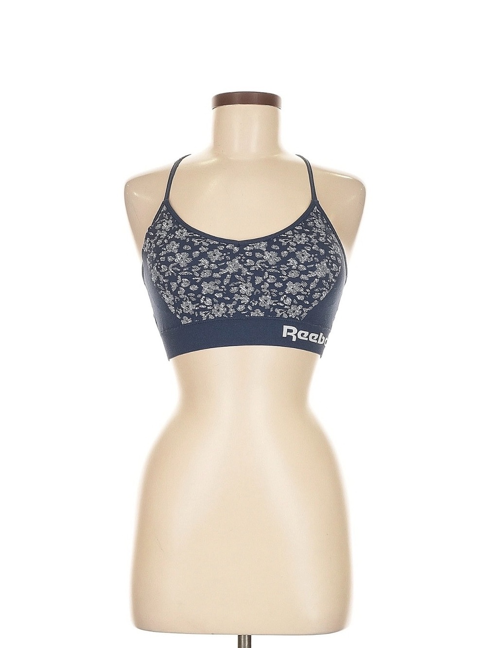 Reebok Navy Floral Stretch Bralette with Elastic Band